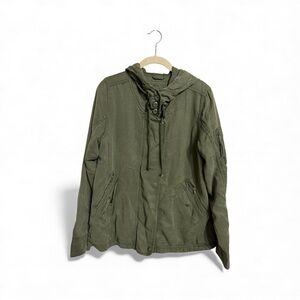 American Eagle Outfitters Womens Jacket Green Military Cargo Hooded AE-177 Sz M